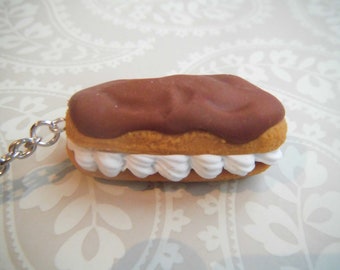 Chocolate Cream Eclair Cake Iwako Eraser Necklace on Silver Chain