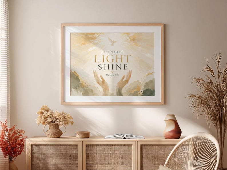 Bible Verse Wall, Let Your Light Shine Print - Matthew 5:16, Fine Art ...