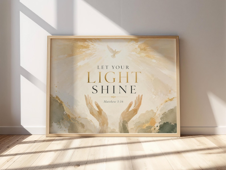 Bible Verse Wall, Let Your Light Shine Print - Matthew 5:16, Fine Art ...