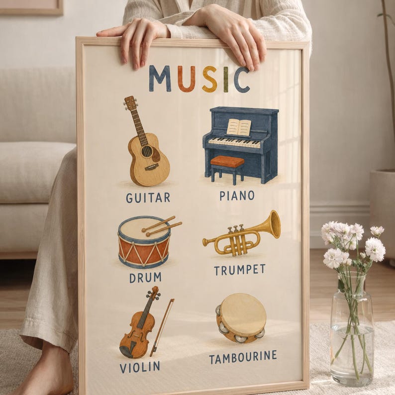 Many Instruments Room Music Instruments Print, Kids Room Wall Art, Educational Nursery Poster ...
