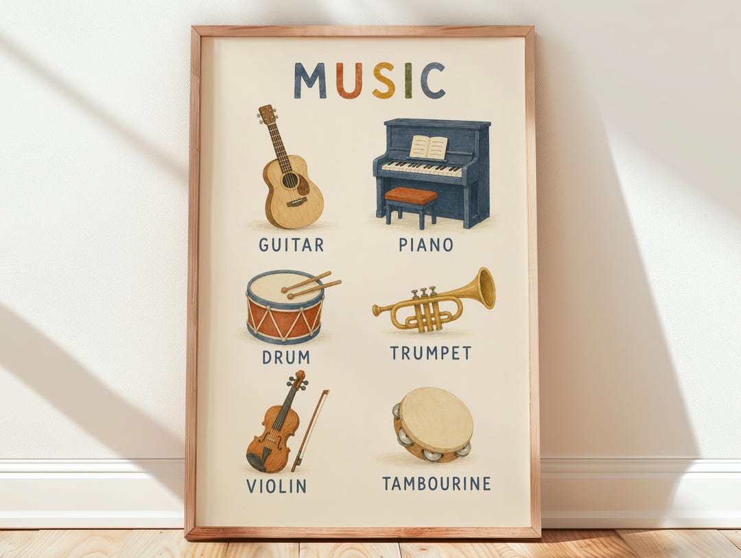 Many Instruments Room Music Instruments Print, Kids Room Wall Art, Educational Nursery Poster ...