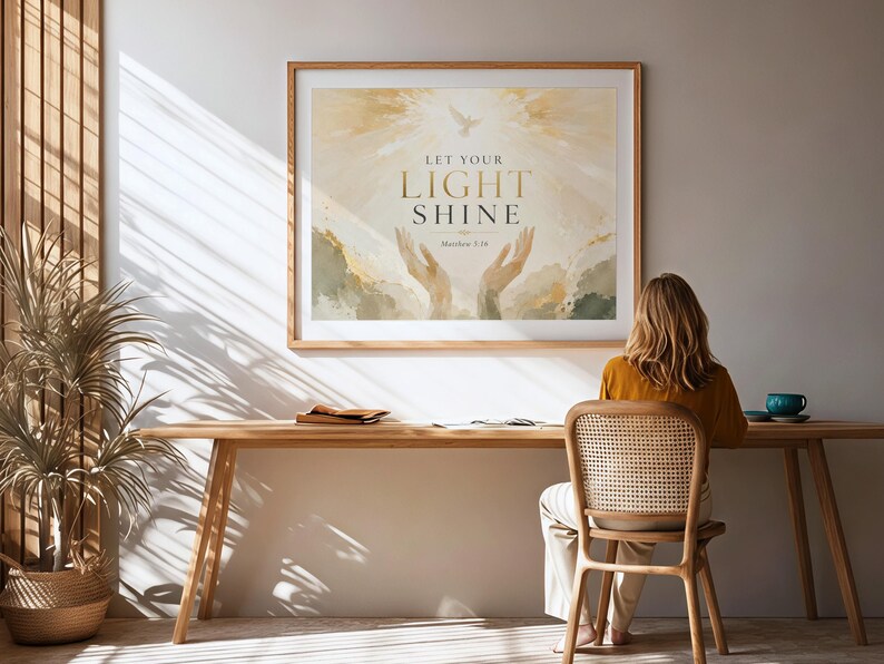 Bible Verse Wall, Let Your Light Shine Print - Matthew 5:16, Fine Art ...