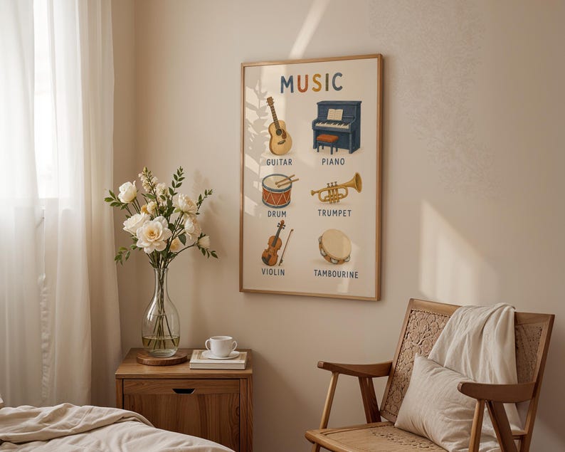 Many Instruments Room Music Instruments Print, Kids Room Wall Art, Educational Nursery Poster ...