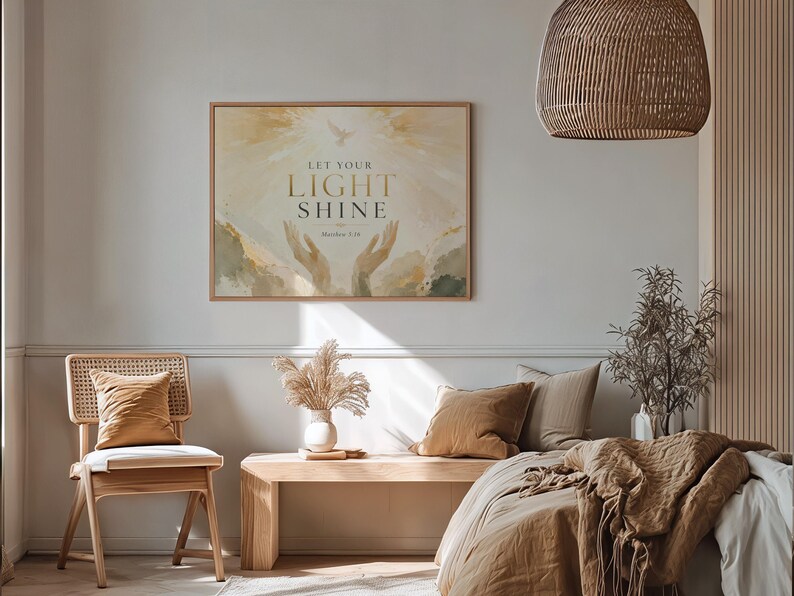 Bible Verse Wall, Let Your Light Shine Print - Matthew 5:16, Fine Art ...