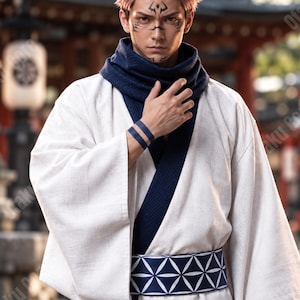 Sukuna Cosplay Costume, Handmade Anime Kimono Outfit, King of Curses Robe (Full Set)