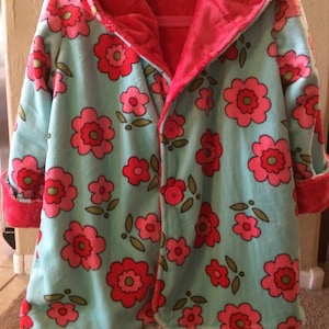 Reversible Minky Coat Flowers and Pink