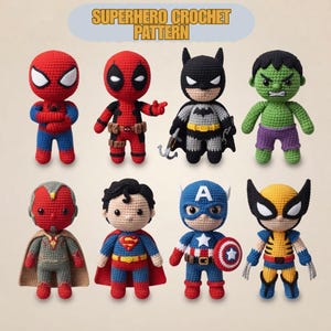 Superhjälte-virkmönsterpaket | Amigurumi-dockormönster