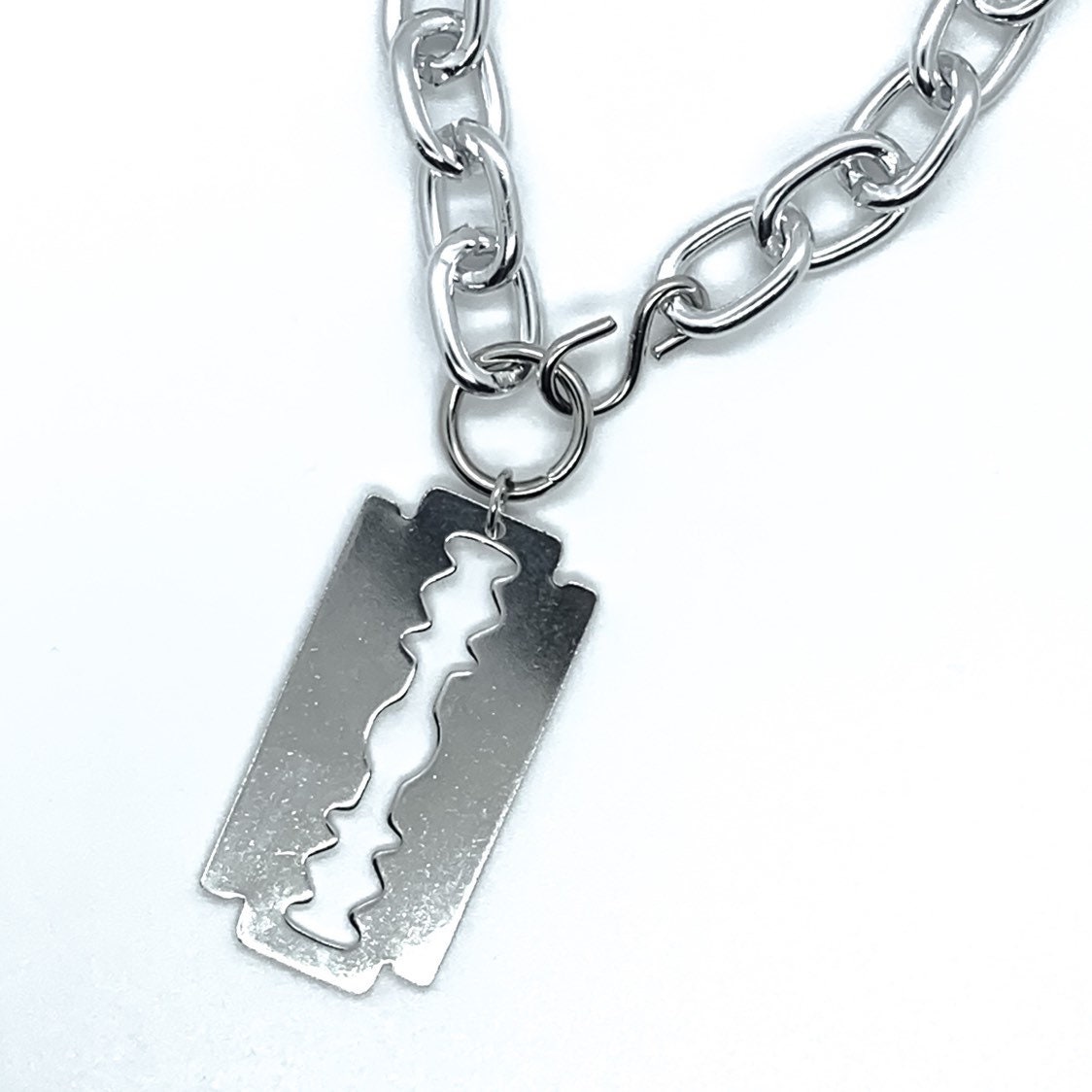 Gothic Silver Chain Razor Necklace, Unique Handmade Silver Charm Jewellery, Gothic  Necklaces for Women and Men, Alternative Punk Necklace 