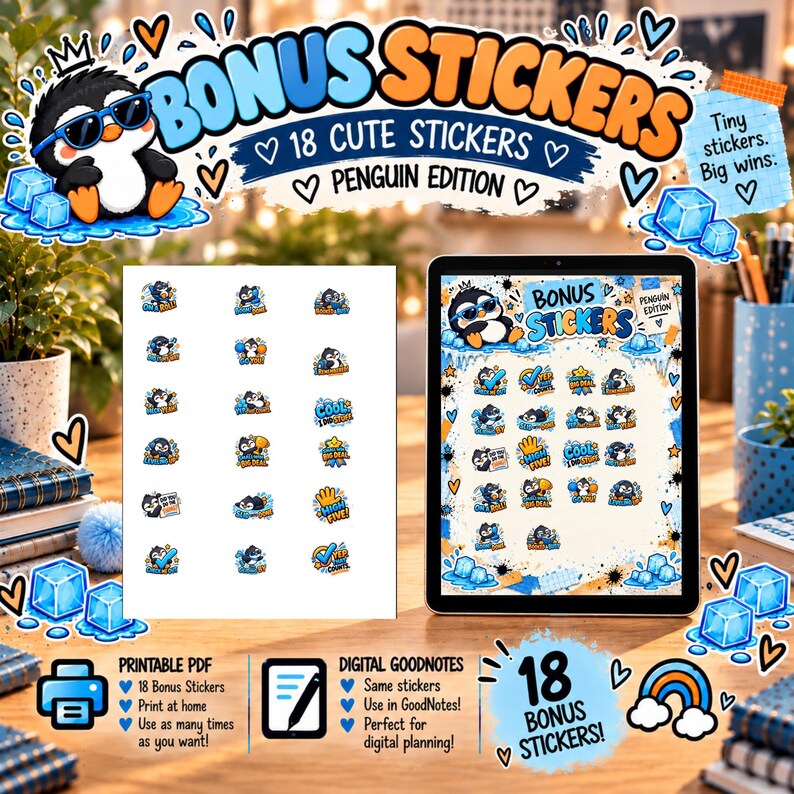 Kids Habit Tracker & Routine Chart | Penguin Edition | Printable PDF ...