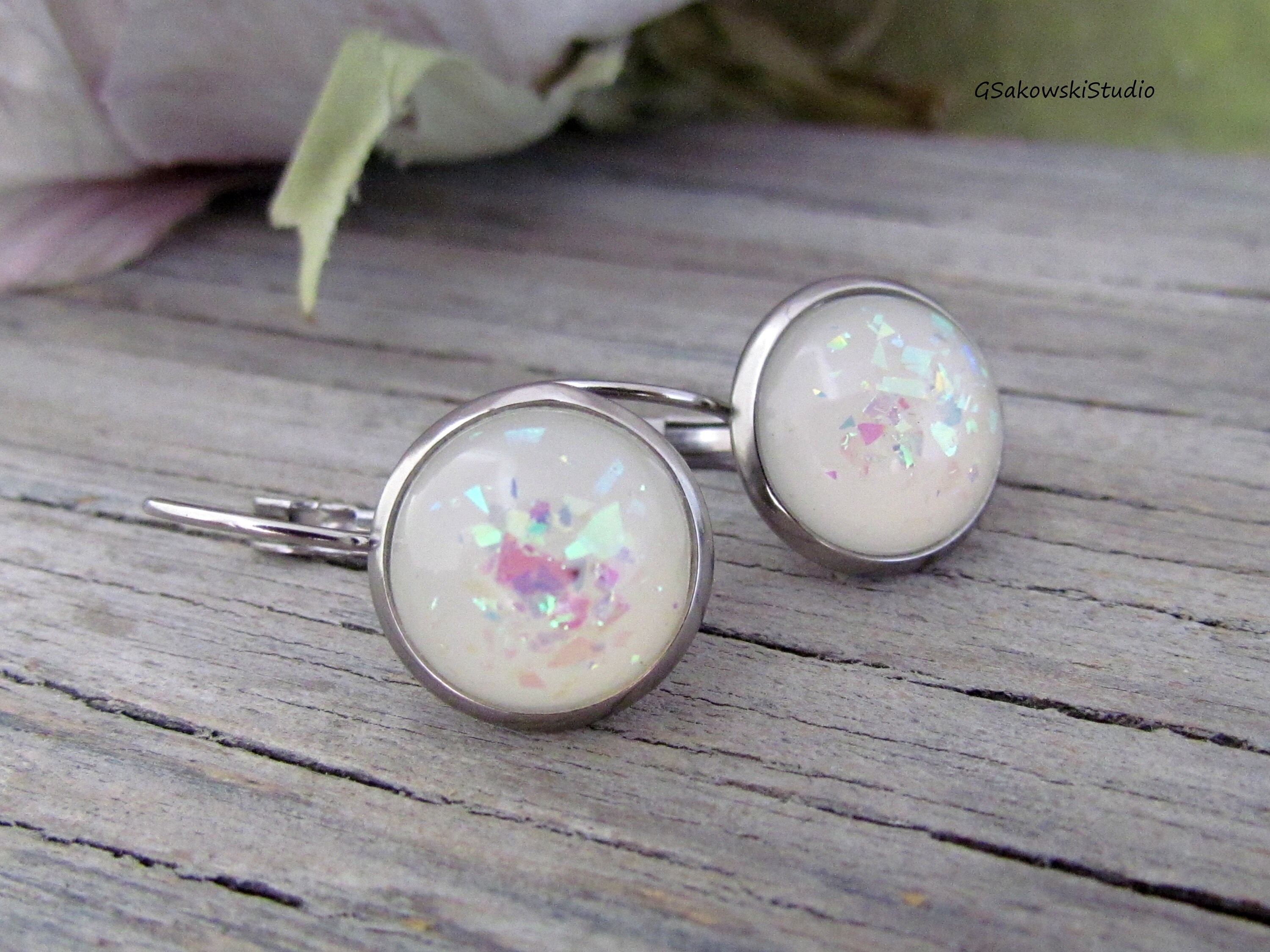 Stainless Steel Opal Dangle Leverback Earrings Stainless Etsy
