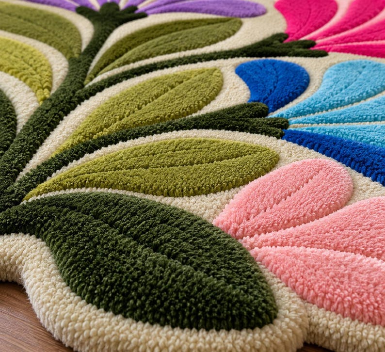 Colorful Floral Tufted Rug, Flower Garden Rug, Boho Botanical Rug ...