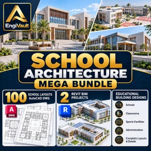 Mega-Paket Schularchitektur | 100 Schulgrundrisse (AutoCAD DWG) + 2 Revit-Projekte | Architekturpläne für Schulen | Beste Architekturschulen