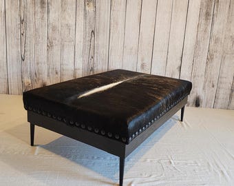 Huge Dark Brown Brindle  Cowhide Ottoman