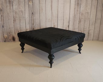 Beautiful Black on Black Zebra Cowhide Ottoman