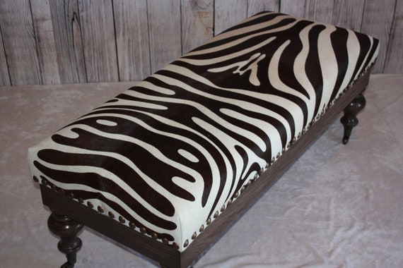 Brown Cowhide Zebra Print Bench Etsy