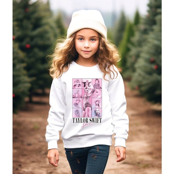 Pull ras du cou pour enfant Eras Tour Kid, album Kid Taylor sweat-shirt pour jeune, sweat à capuche pour jeune Taylor, produits dérivés de la tournée Eras pour les jeunes, produits dérivés Swiftie pour enfant