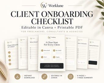 Onboarding Checklist | Editable Canva Template for Freelancers & Consultants