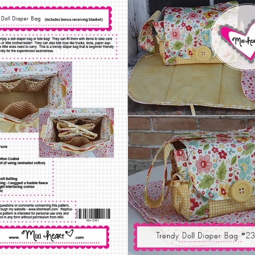 Baby Doll Diaper Bag Pattern / PDF / English Pattern / Doll Etsy