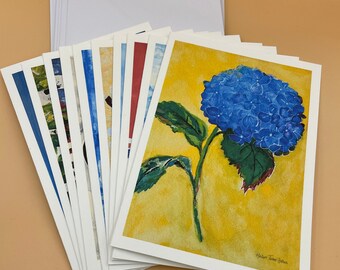 Set of 10 Original Watercolor and Acrylic Greeting Cards | 5x7 Cards | Cards for Clients | Original Painting | Gift Cards | Blank Inside