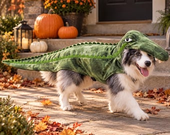 Crocodile Dog Costume Alligator Pet Outfit Halloween Cat Cosplay Reptile Party Photo Prop