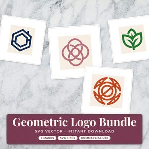 Minimalist Geometric Logo Bundle, 9 SVG Vector Marks for Small Business
