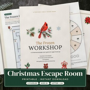 Christmas Escape Room Game Printable, Mystery Puzzle, Ages 8+, Family Night