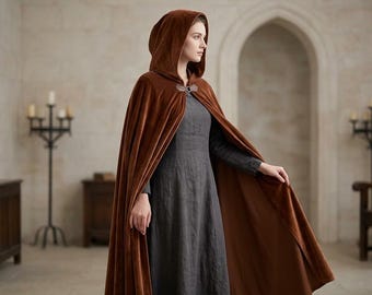 Velvet Hooded Cloak, Hooded Cape Costume, Medieval Cape Men, Wizard Cloak Costume, Halloween Cloak, Velvet Cape Women, Medieval Cloak Women