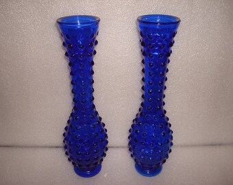 blue glass bud vase