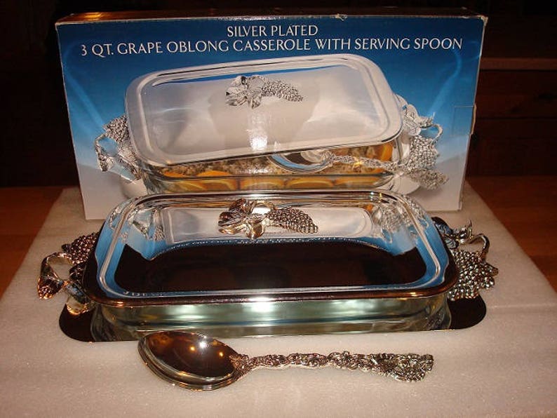 Godinger Silver Plated Grape Pattern 3 QT. Oblong Casserole Etsy