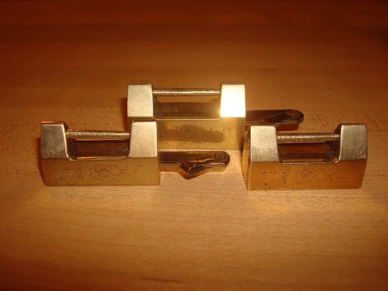 Set of Three Small Brass Jewelry Box Locks With Two Keys Etsy