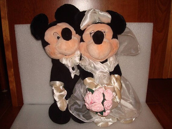 mickey and minnie bride and groom plush