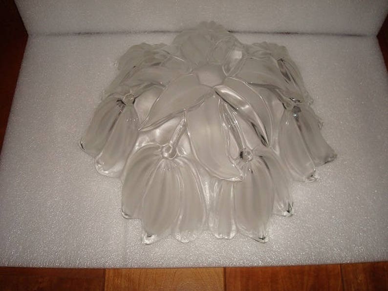 Mikasa Crystal Satin Tulips Frosted Glass Platter Bowl 12