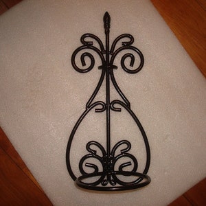 Antique / Vintage Large Heavy Wrought Iron Wall Mount Flip Up Plant Holder / Pot Holder 17 1/2&quot; Tall