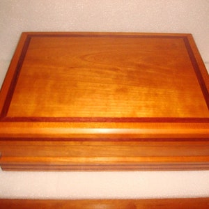 Handmade Inlayed Two Toned Hardwood Box / Desk Box / Storage Box 12 5/8&quot; Long