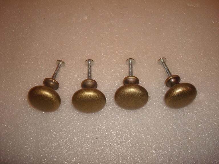 Set Of Four Small Brass Drawer Pulls / Drawer Knobs Etsy