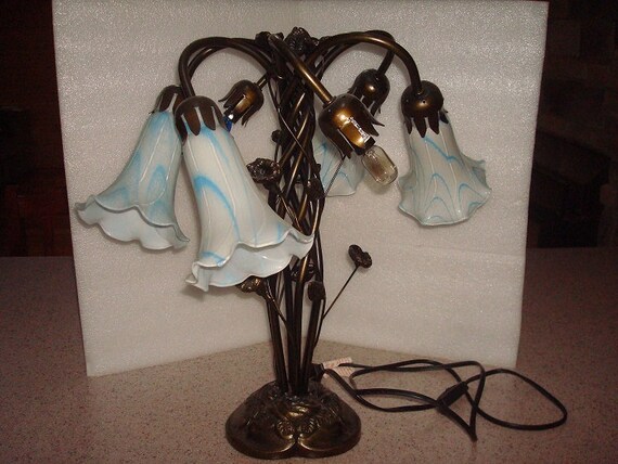Vintage Six Light Antique Brass Bronze Lily Pad Lamp 18 - Antique Lily Pad Lamp Vintage Six Light Antique Brass Bronze Lily Pad Lamp 18 - Antique Lily Pad Lamp