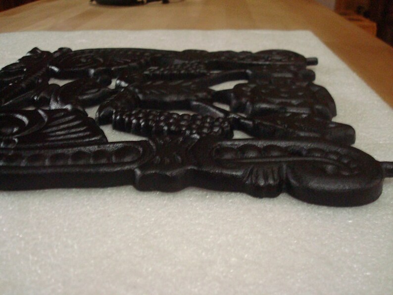 Large Heavy Black Wrought Iron Trivet / Wall Hanging Restored Etsy