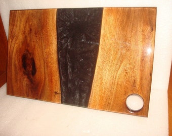 Beautiful Hardwood And Stone Cutting Board 15 5/8" Long