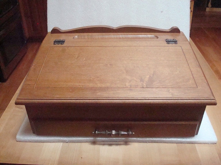 Vintage Wood Flatware Storage Chest 12 Settings International Silver Blond  