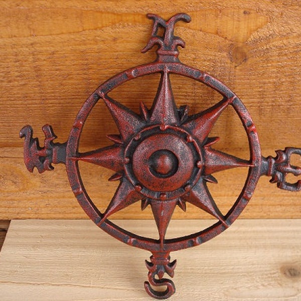 Antique Style Maroon Cast Iron Nautical Ship Sailing Compass