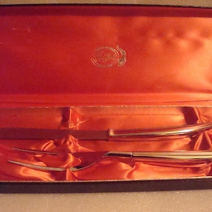 Vintage Carvel Hall Great Blades 2 Piece Stainless Steel Carving Set Knife And Fork With Original Box