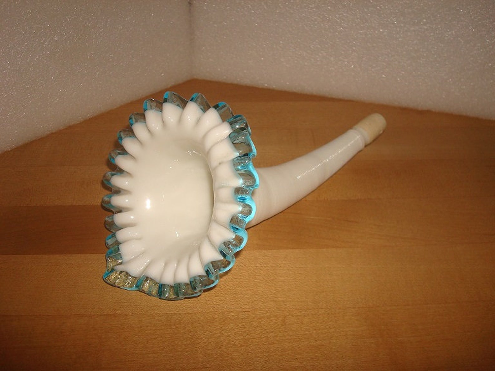Vintage Fenton Aqua Crest Epergne Horn / Fenton Art Glass Horn Etsy