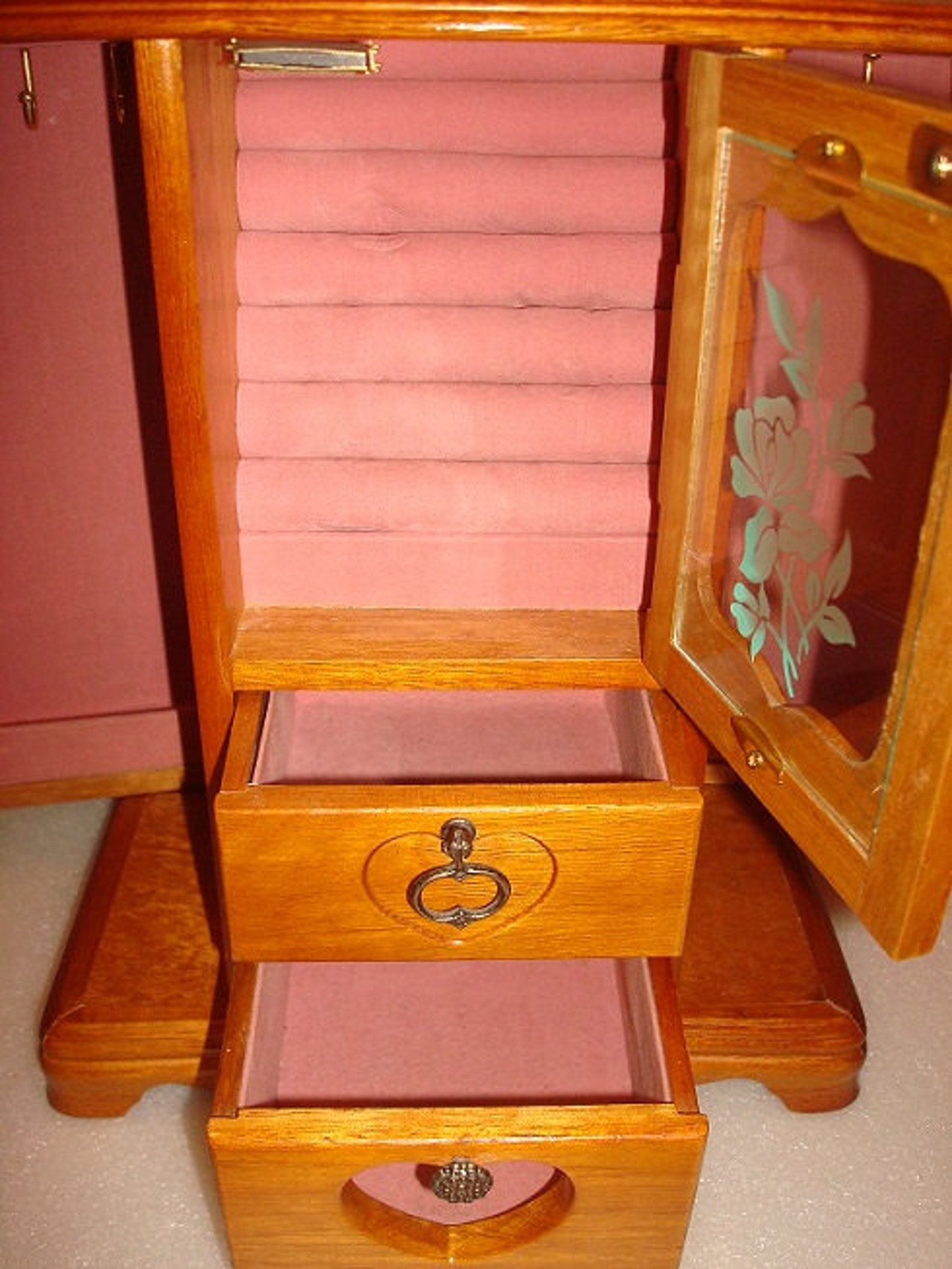 Large Vintage Hardwood Stand Up Jewelry Box / Jewelry Storage Etsy