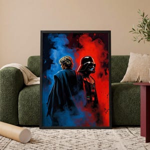 Anakin Skywalker-affisch, Darth Vader-väggkonst, Star Wars-tryck, Jedi Sith-rumsdekor, konst med ljusa och mörka sidor, science fiction-fangåva, Anakin Vader-konst