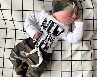 Newborn Boy Coming Home Outfit, Camo Newborn Boy coming home outfit, newborn boy take home outfit, custom name newborn, camouflage