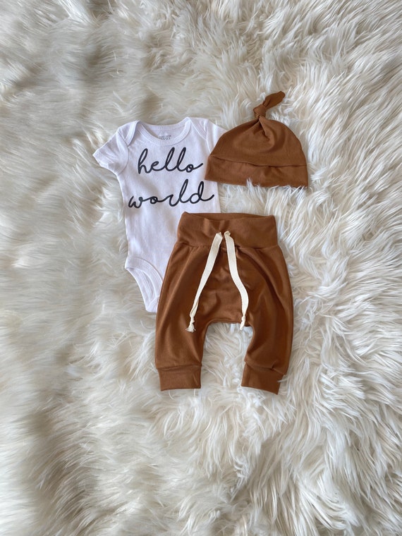 Baby Boy Coming Home Outfit, Newborn Boy Coming Home Outfit, Brown