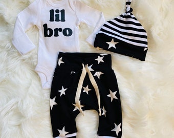 Newborn Boy Coming Home Outfit, lil bro star Newborn Boy coming home outfit, Baby Brother newborn boy take home outfit, preemie outfit