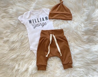 baby boy coming home outfit, Newborn Boy Coming Home Outfit, brown coming home outfit, hello world newborn boy outfit, preemie outfit