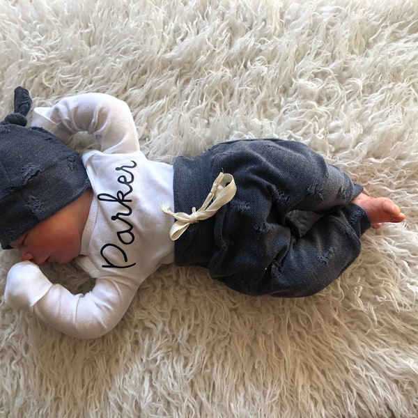 blue baby boy coming home outfit Newborn Boy Coming Home Outfit, distressed Newborn Boy coming home outfit, newborn boy take home outfit, cu