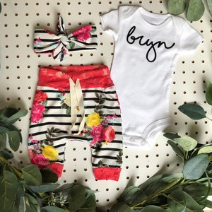 Baby Girl Newborn Take Home Outfit / Newborn Girl Take Home Outfit / Newborn Floral Outfit // Brand New Clothing Set // Pree